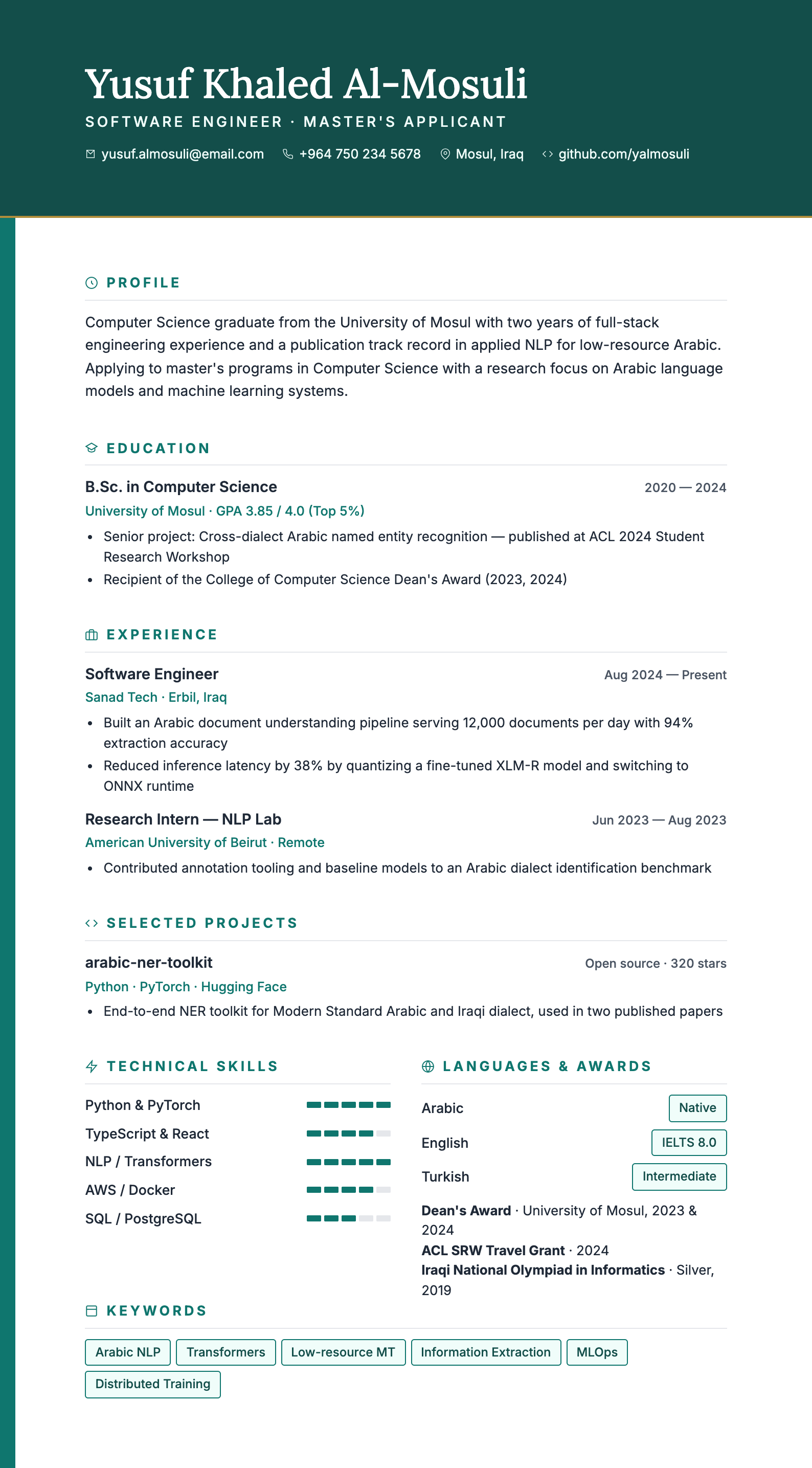 Academic Modern CV
